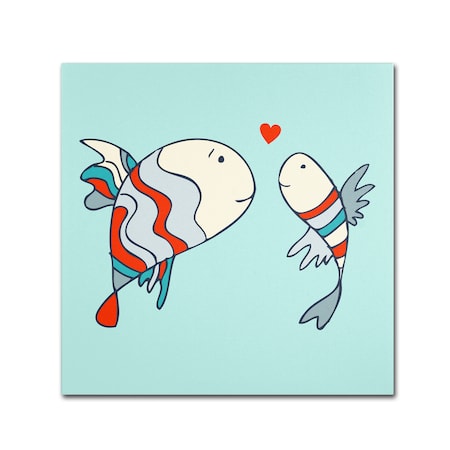 Trademark Fine Art Carla Martell 'Two Little Love Fish' Canvas Art, 14x14 ALI0541-C1414GG
